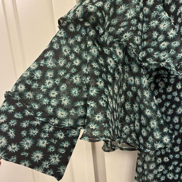 NWT ANTHROPOLOGIE RANNA GILL Fluttered Tunic Dress Ruffle Sleeves Blue Green Med - Picture 8 of 13